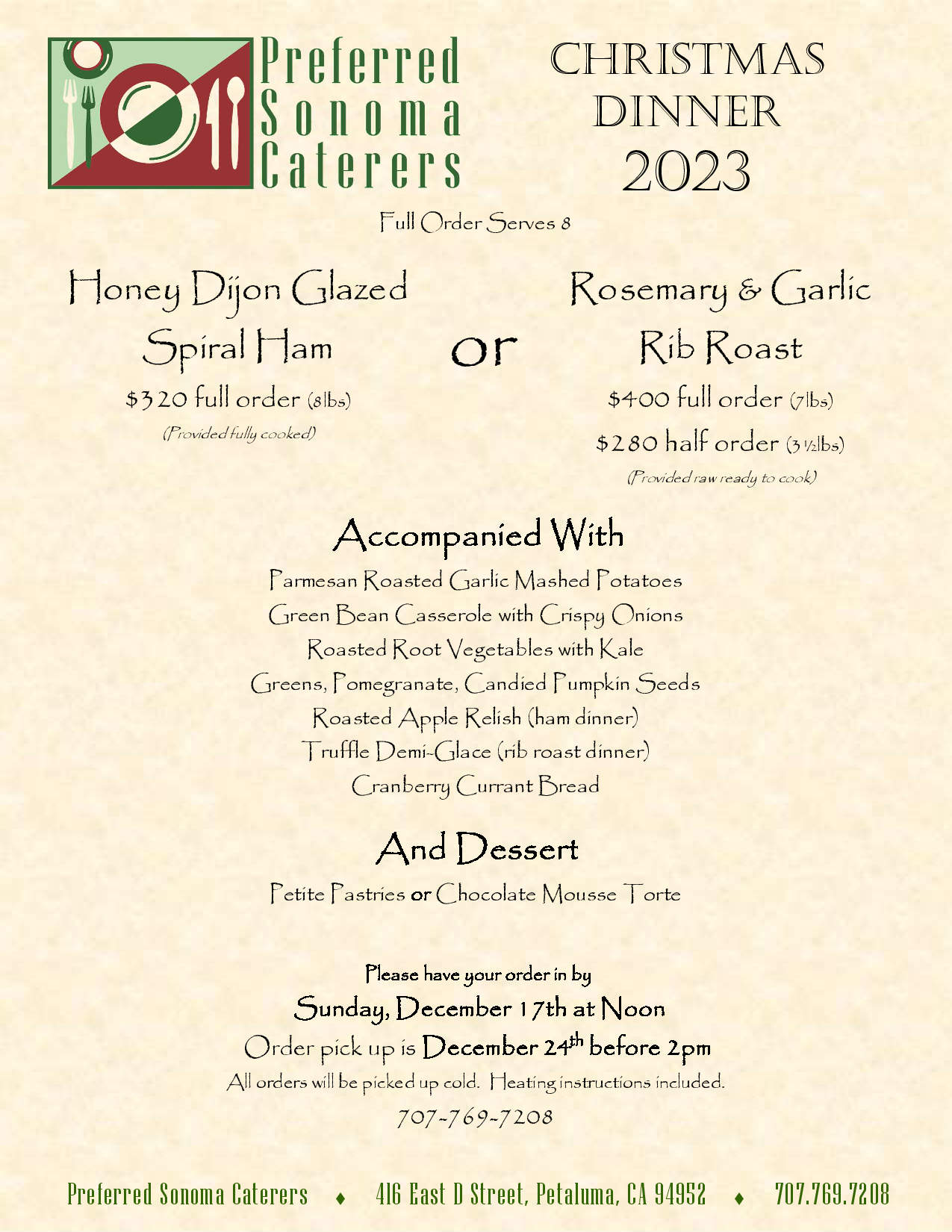Click for Christmas menu
