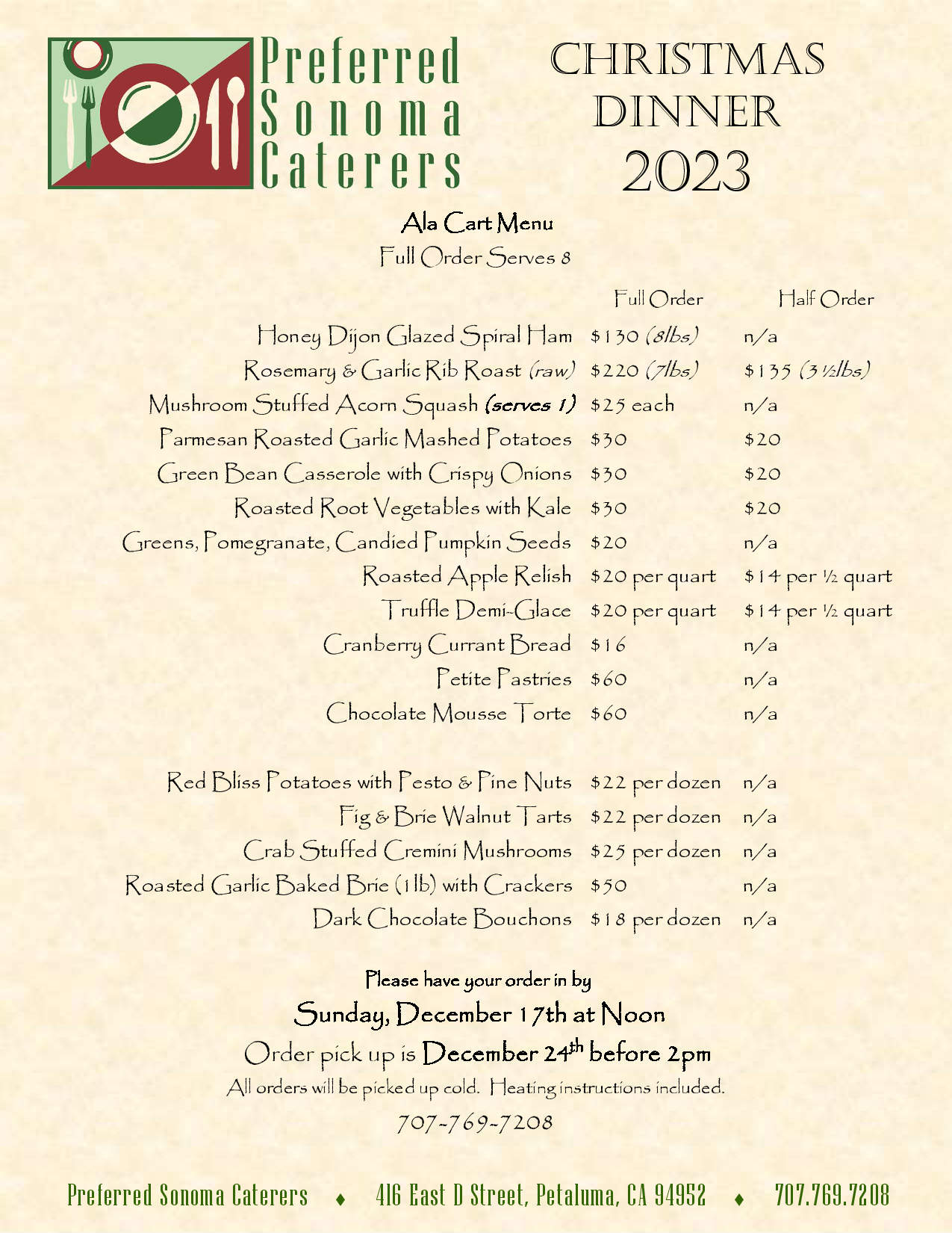 Click for Christmas menu