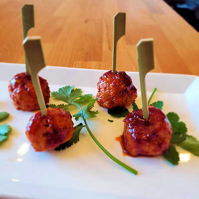 Cumin Chicken Poppers with Pomegranate Glaze